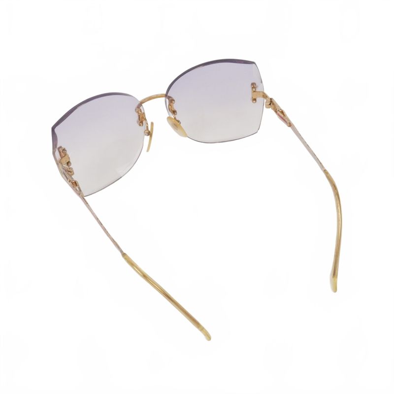 Saint Laurent Yves Rimless Vintage Sunglasses Gold