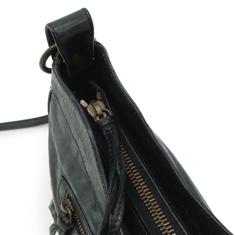 Balenciaga the Hip Shoulder Bag Crossbody Pochette Leather Dark Green