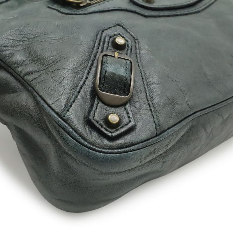 Balenciaga the Hip Shoulder Bag Crossbody Pochette Leather Dark Green