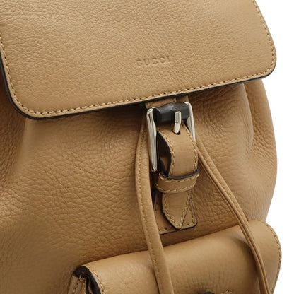 Gucci Bamboo Backpack Shoulder Bag Tassel Leather Beige Silver