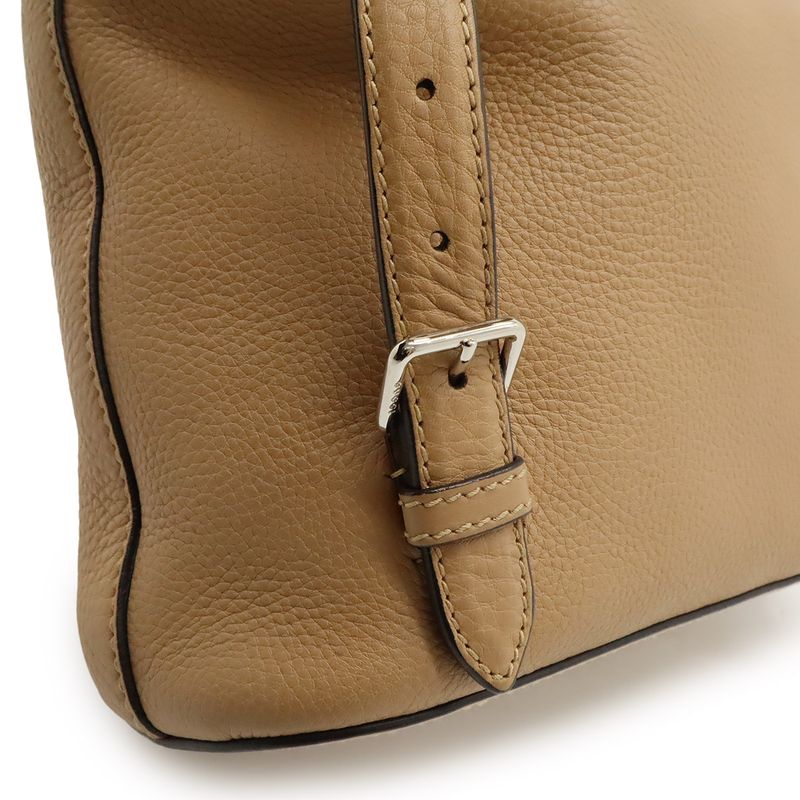 Gucci Bamboo Backpack Shoulder Bag Tassel Leather Beige Silver