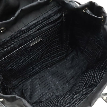 Prada Triangle Logo Backpack Studs Nylon Leather Nero Black