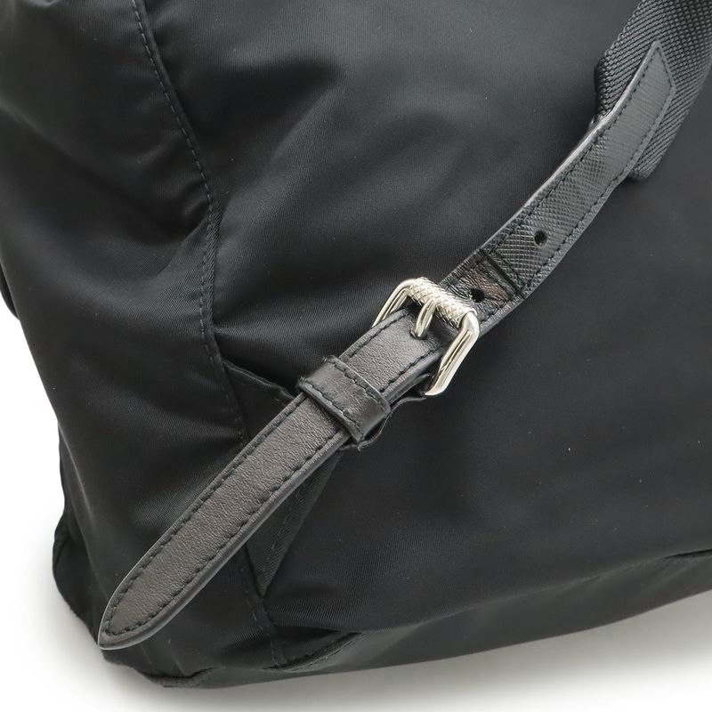 Prada Triangle Logo Backpack Studs Nylon Leather Nero Black