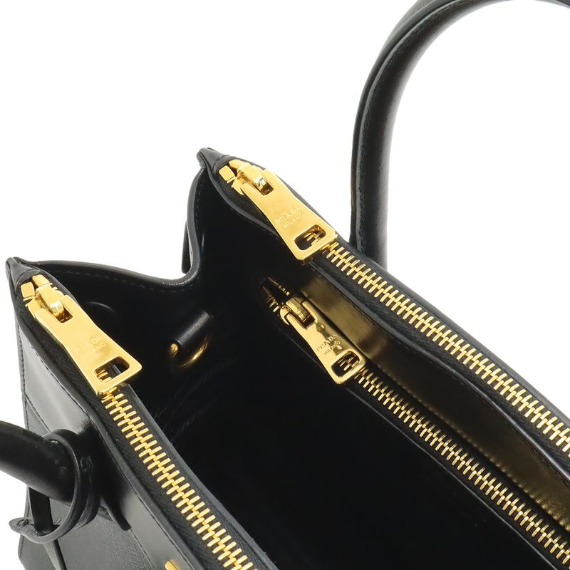 Prada Paradigm 2-Way Shoulder Bag Saffiano Leather Nero Black Gold