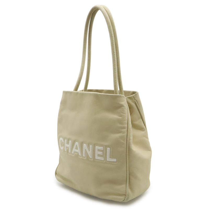 Chanel Camellia Logo Tote Shoulder Leather