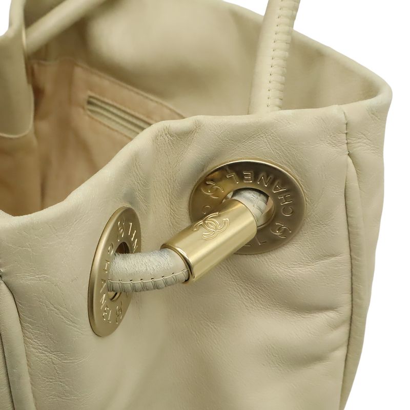 Chanel Camellia Logo Tote Shoulder Leather