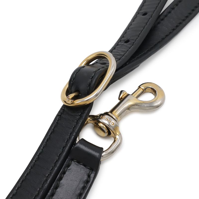 Guccissima Tote 2-Way Shoulder Bag Crossbody Leather Black Gold