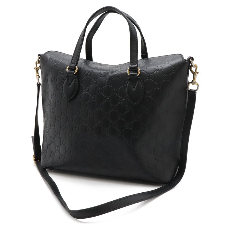 Guccissima Tote 2-Way Shoulder Bag Crossbody Leather Black Gold
