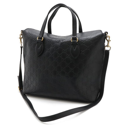 Guccissima Tote 2-Way Shoulder Bag Crossbody Leather Black Gold