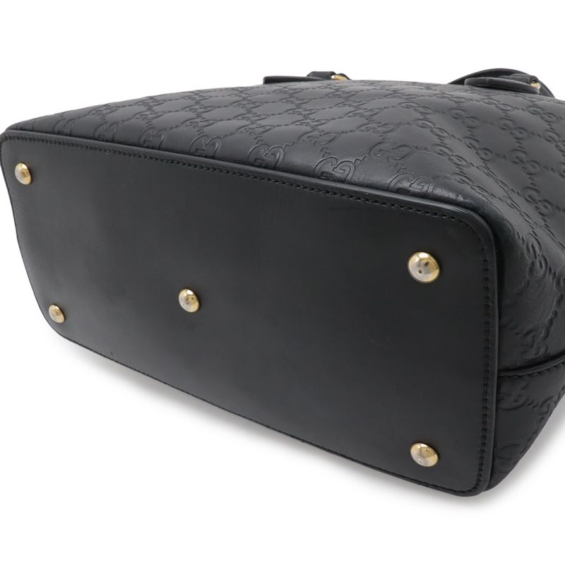 Guccissima Tote 2-Way Shoulder Bag Crossbody Leather Black Gold