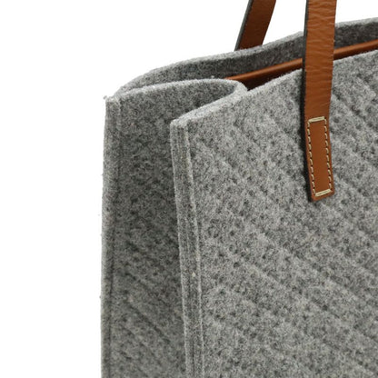 Gucci Diamante Tote Shoulder Bag Felt Wool Leather Gray Brown