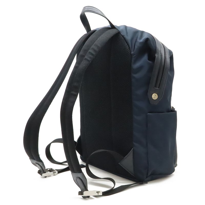 Fendi Logo Backpack Nylon Leather Navy Pink Blue