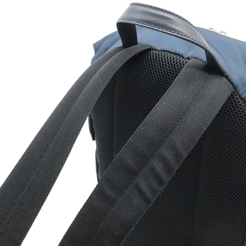 Fendi Logo Backpack Nylon Leather Navy Pink Blue