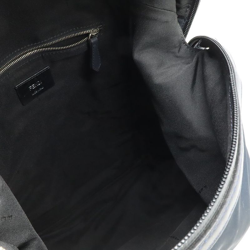 Fendi Logo Backpack Nylon Leather Navy Pink Blue