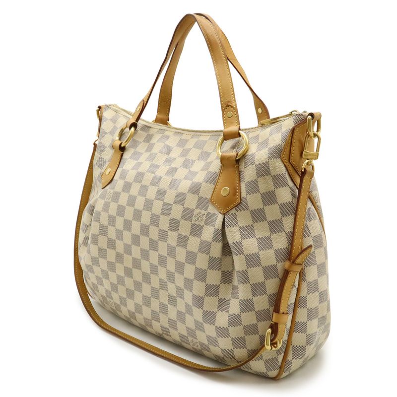 Louis Vuitton Damier Azur Ivora MM Tote 2-Way Shoulder Bag Gold