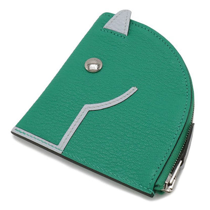 Hermes Paddock Coin Purse Pouch Chevre Leather Mint Green Blue Blum