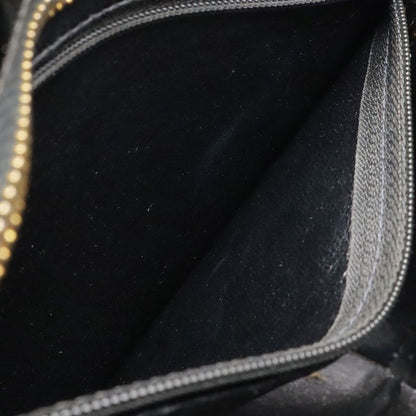 Chanel Quilted CC Logo Medallion Tote Shoulder Bag Enamel Leather Black