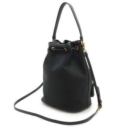 Prada Logo Jacquard Bucket Bag Drawstring 2-Way Canvas