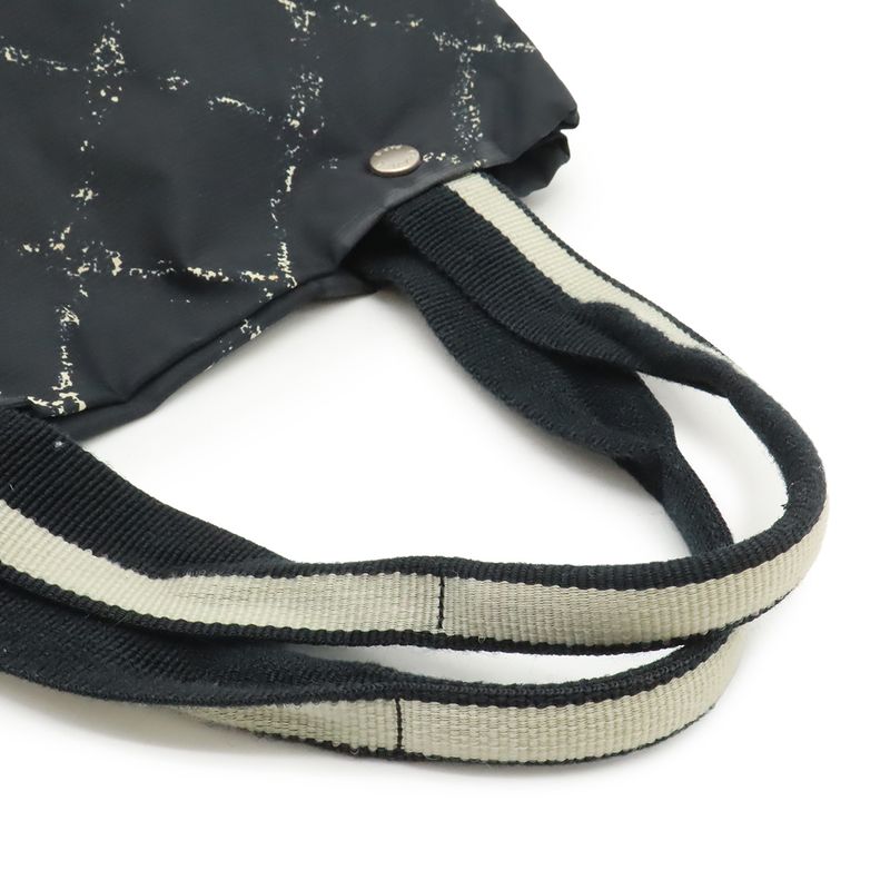 Chanel Old Travel Line Tote Shoulder Bag Nylon Black Red