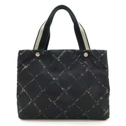 Chanel Old Travel Line Tote Shoulder Bag Nylon Black Red