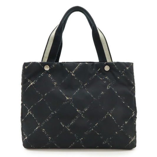 Chanel Old Travel Line Tote Shoulder Bag Nylon Black Red