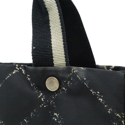 Chanel Old Travel Line Tote Shoulder Bag Nylon Black Red