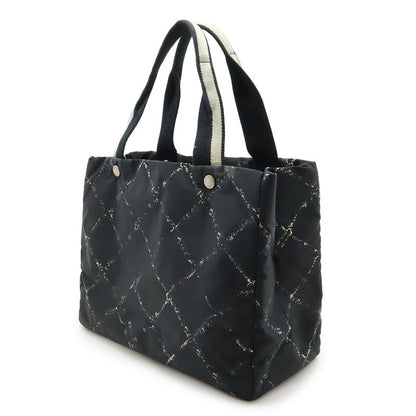 Chanel Old Travel Line Tote Shoulder Bag Nylon Black Red