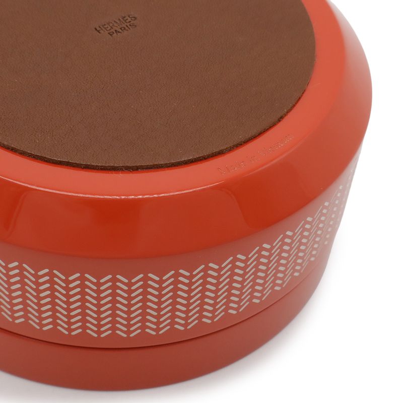 Hermes Boudoir PM Box Interior Ornament Lacquer Orange Red