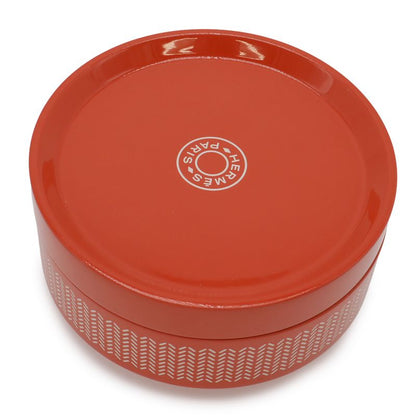 Hermes Boudoir PM Box Interior Ornament Lacquer Orange Red