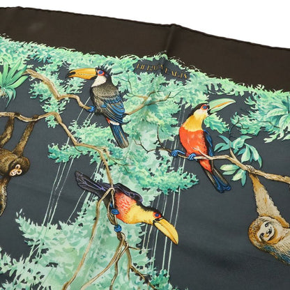 Hermes Carre 90 Scarf Large Equateur Equator Silk Green Dark Brown