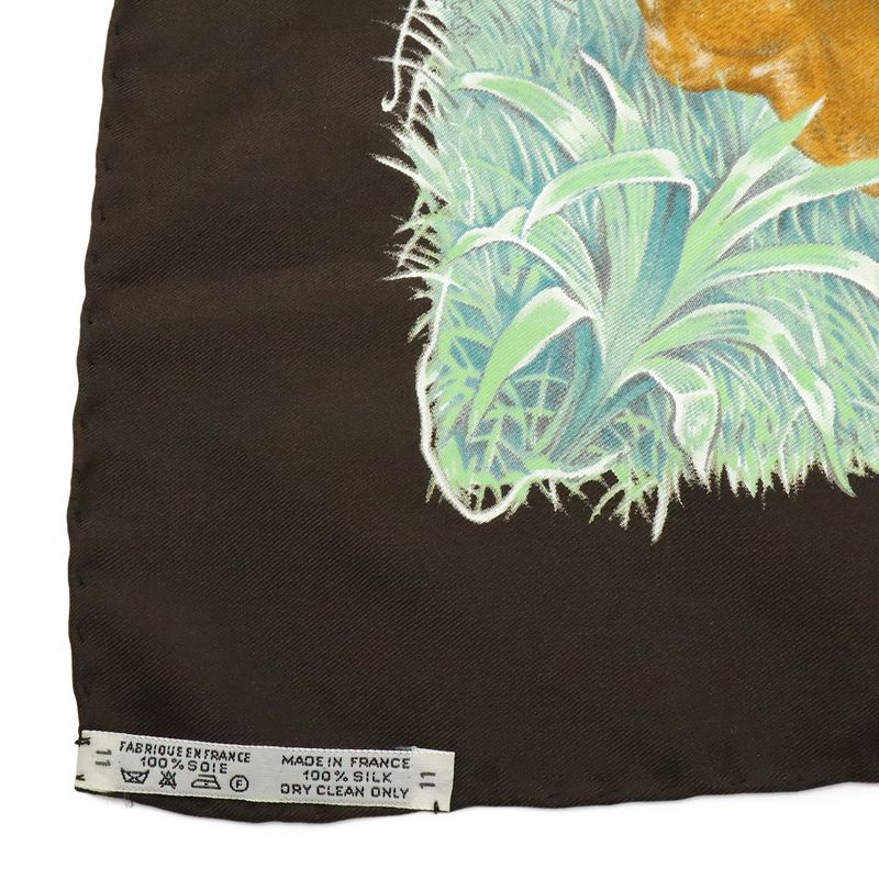 Hermes Carre 90 Scarf Large Equateur Equator Silk Green Dark Brown