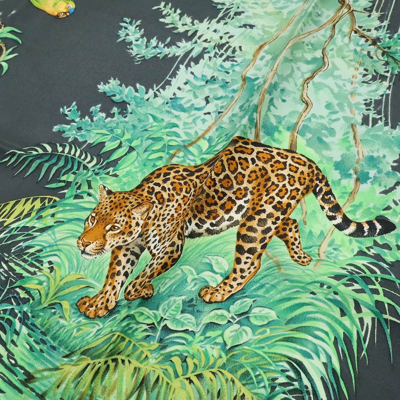 Hermes Carre 90 Scarf Large Equateur Equator Silk Green Dark Brown