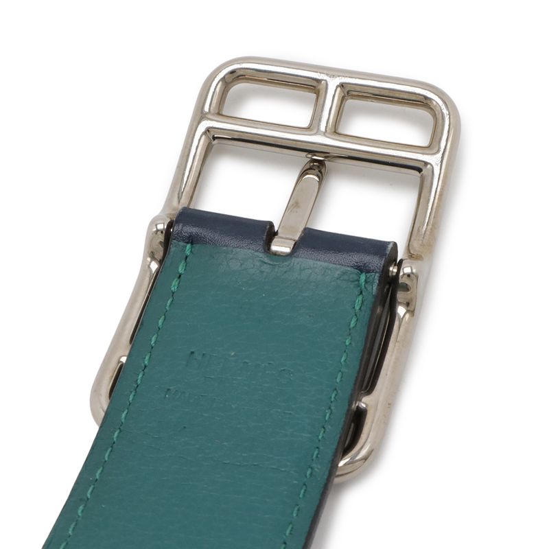 Hermes Cape Cod 32 Belt Reversible Leather Blue Marine Malachite Box Calf Togo