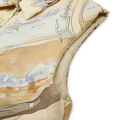 Hermes Silk Vest Down Gronland Greenland Beige Multicolor XL