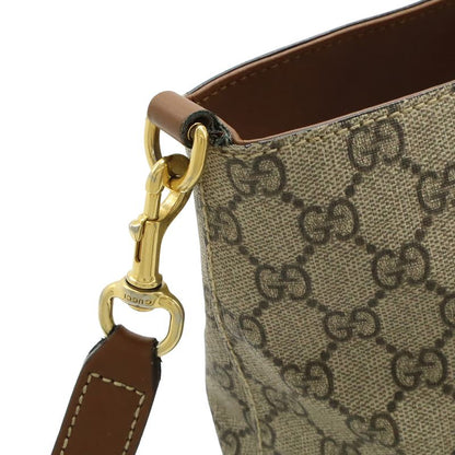 Gucci GG Supreme Tote 2-Way Shoulder Bag Crossbody Leather Beige Brown