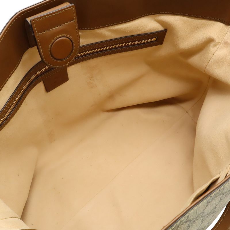 Gucci GG Supreme Tote 2-Way Shoulder Bag Crossbody Leather Beige Brown