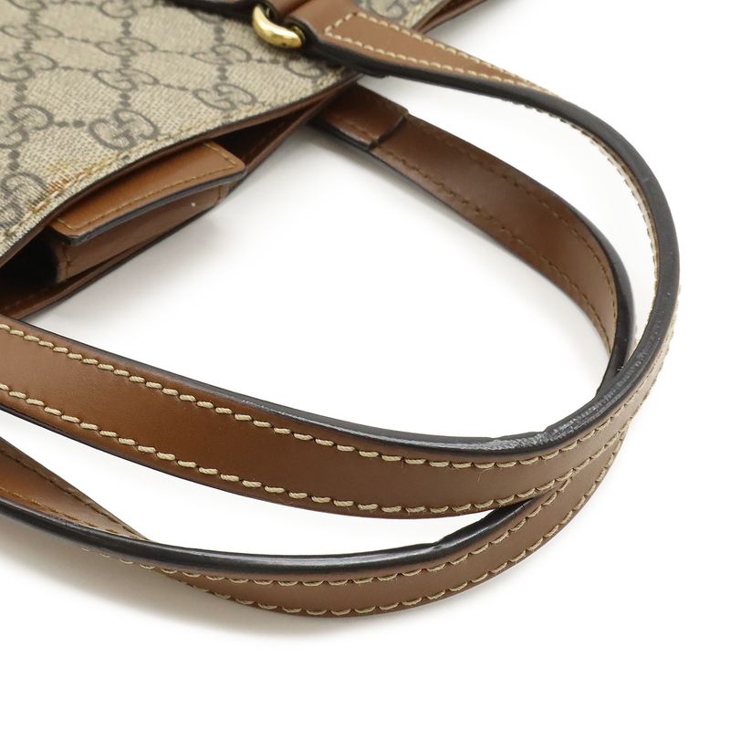 Gucci GG Supreme Tote 2-Way Shoulder Bag Crossbody Leather Beige Brown