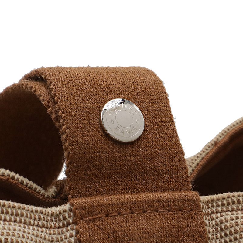 Hermes Saxo MM Tote Bucket Shape Toile Ash Beige Brown