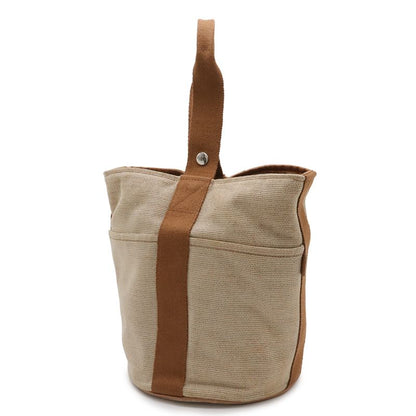 Hermes Saxo MM Tote Bucket Shape Toile Ash Beige Brown