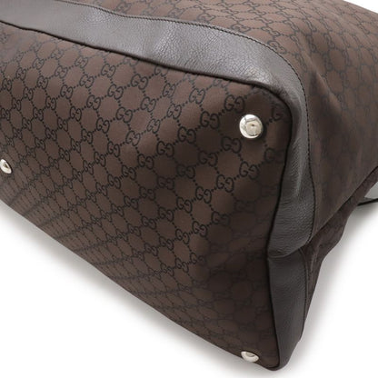 Gucci GG Nylon Shoulder Bag Travel Leather Brown