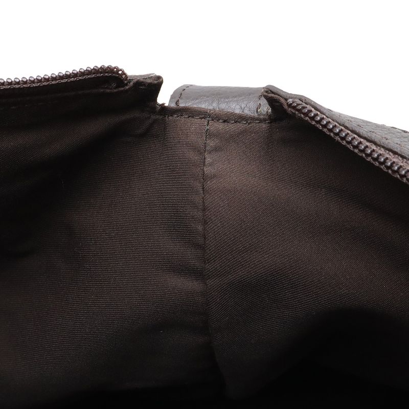 Gucci GG Nylon Shoulder Bag Travel Leather Brown