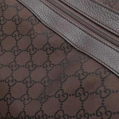 Gucci GG Nylon Shoulder Bag Travel Leather Brown