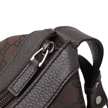 Gucci GG Nylon Shoulder Bag Travel Leather Brown