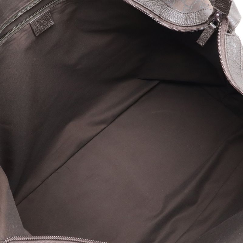 Gucci GG Nylon Shoulder Bag Travel Leather Brown