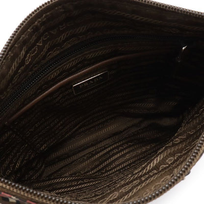 Prada Tessutat All Over Pattern Shoulder Bag Crossbody Nylon Leather