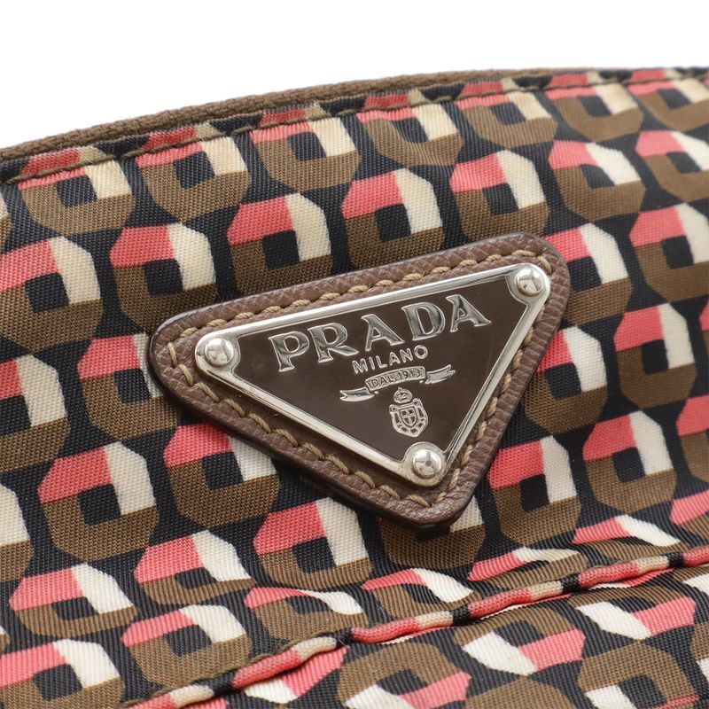 Prada Tessutat All Over Pattern Shoulder Bag Crossbody Nylon Leather