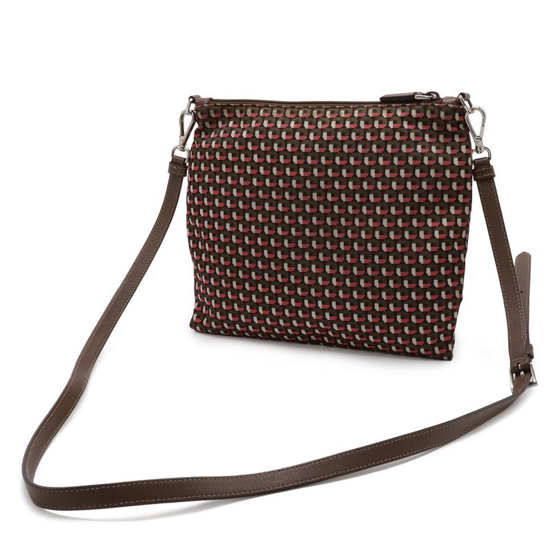 Prada Tessutat All Over Pattern Shoulder Bag Crossbody Nylon Leather
