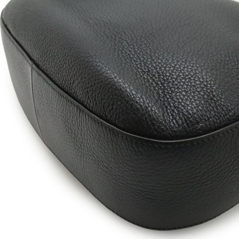 Prada Vitello Phoenix Shoulder Bag Striped Leather Nero Black Gold