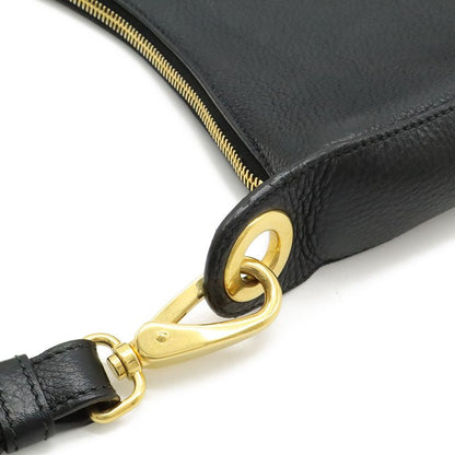 Prada Vitello Phoenix Shoulder Bag Striped Leather Nero Black Gold