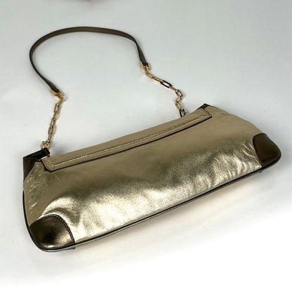 Gucci Logo Shoulder Bag Leather Gold